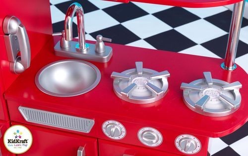 Игрушка кухня из дерева "Винтаж", цвет Красный (Red Vintage Kitchen) (53173_KE)
