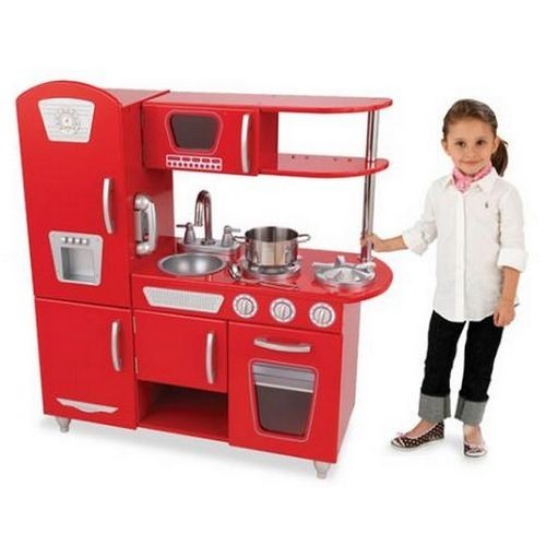 Игрушка кухня из дерева "Винтаж", цвет Красный (Red Vintage Kitchen) (53173_KE)