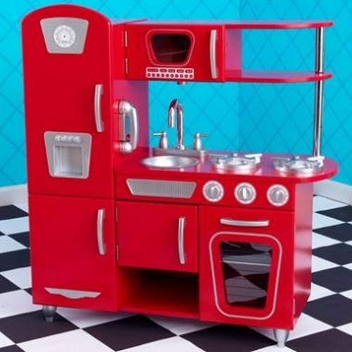 Игрушка кухня из дерева "Винтаж", цвет Красный (Red Vintage Kitchen) (53173_KE)