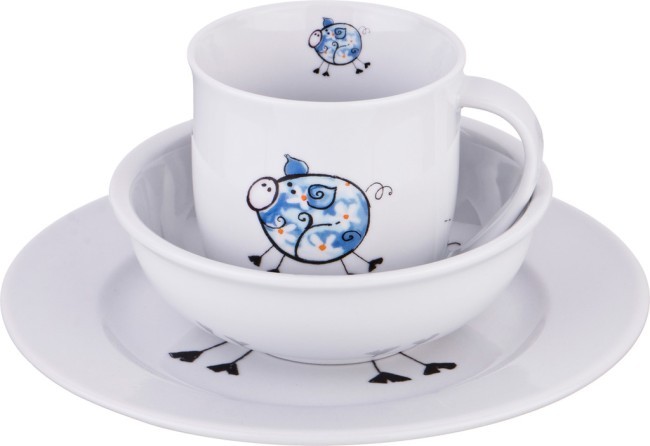 Набор посуды на 1 персону 3 пр.:кружка 300мл+тарелка 21,5см + салатник 15см. DUBI (606-842) Набор посуды на 1 персону 3 пр.:кружка 300мл+тарелка 21,5см + салатник 15см. DUBI (606-842)