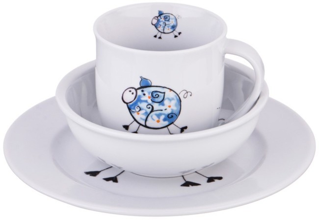 Набор посуды на 1 персону 3 пр.:кружка 300мл+тарелка 21,5см + салатник 15см. DUBI (606-842) Набор посуды на 1 персону 3 пр.:кружка 300мл+тарелка 21,5см + салатник 15см. DUBI (606-842)