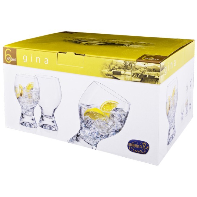 Набор бокалов для воды из 6 шт. "gina colors" 450 мл. высота=16 см Bohemia Crystal (674-658)