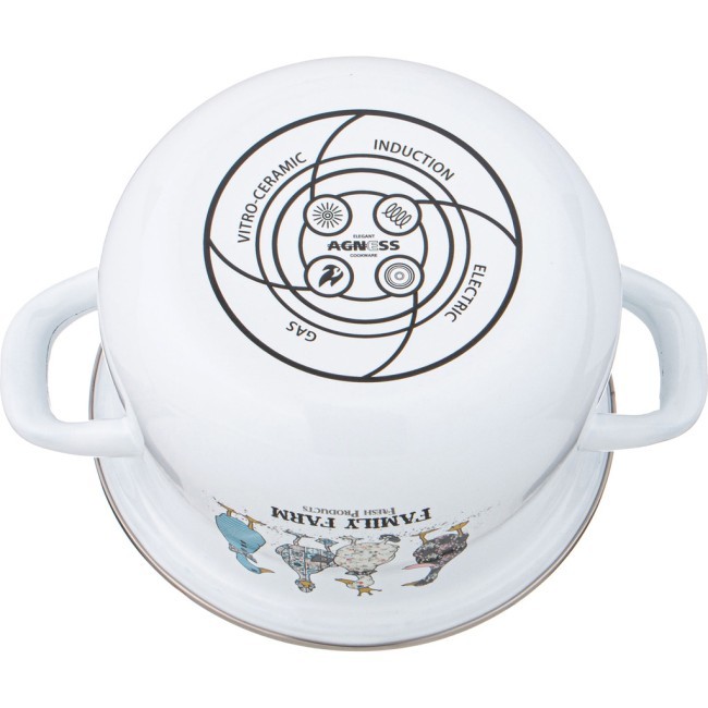 Набор кастрюль agness  эмалированных серия "family farm", 6пр. 1,5/2,8/3,6л, 16х10/20х12/22х13см Agness (934-720)