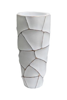 Кашпо d30*69см белое с золотом (TT-00008329)