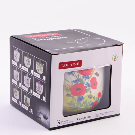 Сахарница 3пр 520мл Цветущие Маки доломит LR (60281) Сахарница 3пр 520мл Цветущие Маки доломит LR (60281)