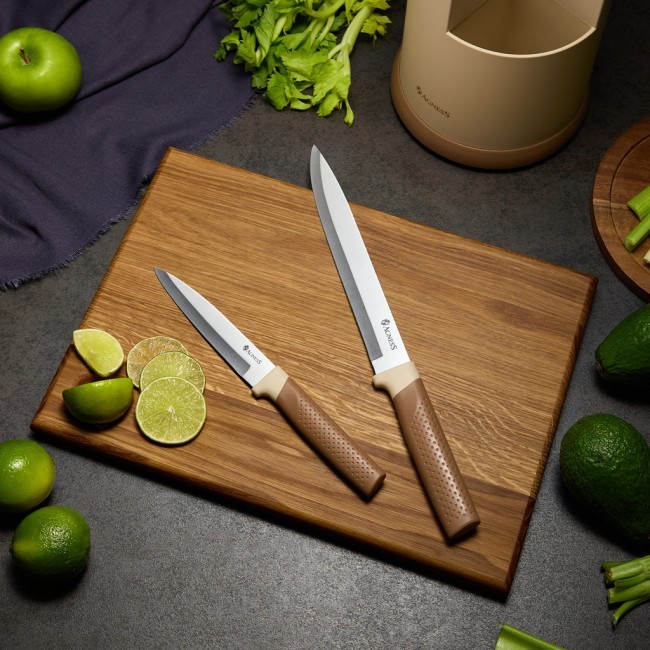 Набор agness из 9пр: 5 ножей, половник, лопатка и шумовка, вращающаяся подставка Agness (671-204)