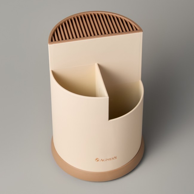 Набор agness из 9пр: 5 ножей, половник, лопатка и шумовка, вращающаяся подставка Agness (671-204)