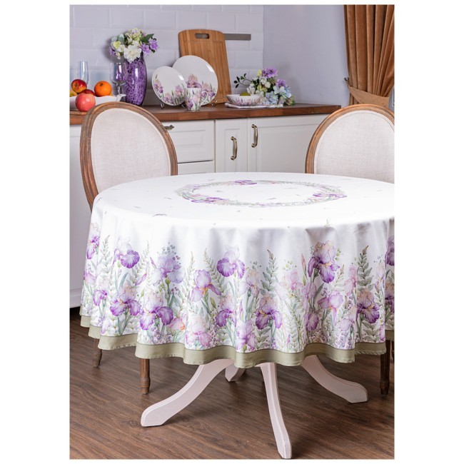 Скатерть круглая "ирисы" 190см ,белый, 100% хлопок, твил, с пропиткой Lefard (850-743-22) Скатерть круглая "ирисы" 190см ,белый, 100% хлопок, твил, с пропиткой Lefard (850-743-22)