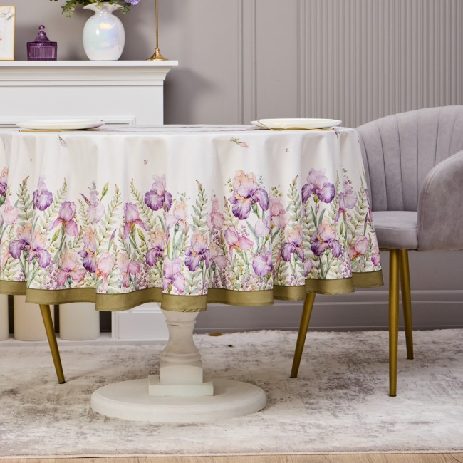 Скатерть круглая "ирисы" 190см ,белый, 100% хлопок, твил, с пропиткой Lefard (850-743-22) Скатерть круглая "ирисы" 190см ,белый, 100% хлопок, твил, с пропиткой Lefard (850-743-22)