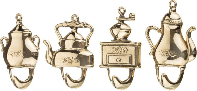 Набор настенных крючков "чайники" из 4 шт. высота=7,8,9 см. STILARS (333-046)