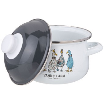 Кастрюля agness эмалированная с эмал.крышкой серия "family farm", 1.5 л, 16*10 см Agness (934-620)