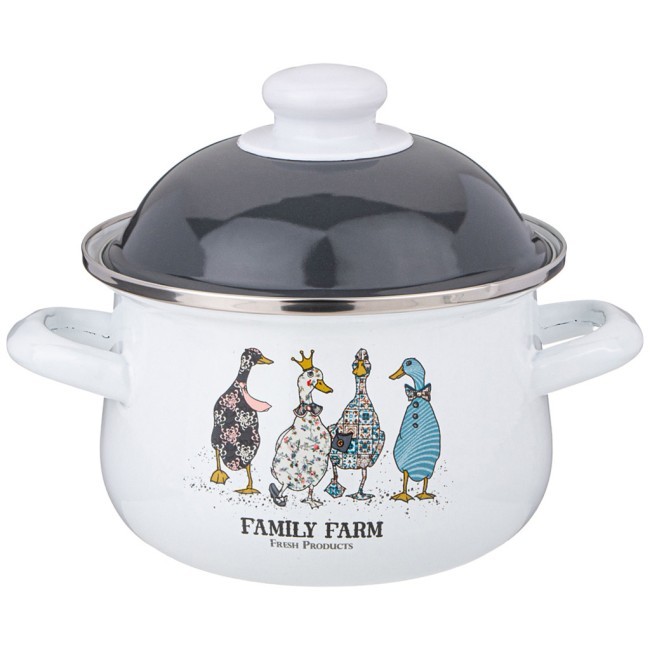 Кастрюля agness эмалированная с эмал.крышкой серия "family farm", 1.5 л, 16*10 см Agness (934-620)