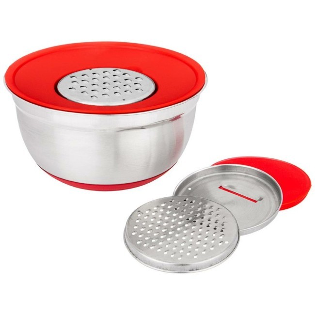 Миска  agness 6 в 1  с крышкой с 3-мя съемными тёрками,  24 см, 2,25 л. противоскользящее дно Agness (880-127)