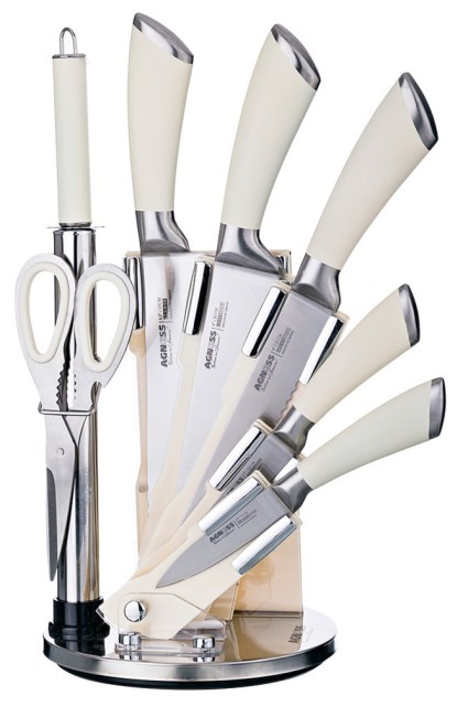 Набор ножей agness нжс  на пластиковой вращающейся подставке 8 пр. Agness (911-502)