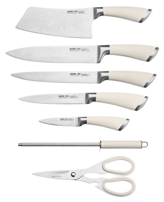 Набор ножей agness нжс  на пластиковой вращающейся подставке 8 пр. Agness (911-502)