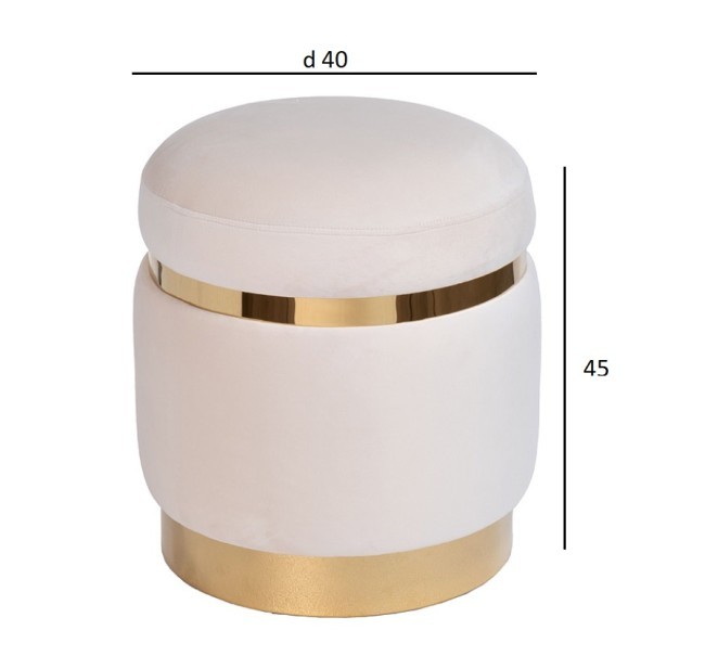 Пуф велюр кремовый d40*45см (TT-00010565)