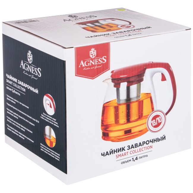 Чайник заварочный agness с фильтром 1400 мл. Agness (884-009) Чайник заварочный agness с фильтром 1400 мл. Agness (884-009)