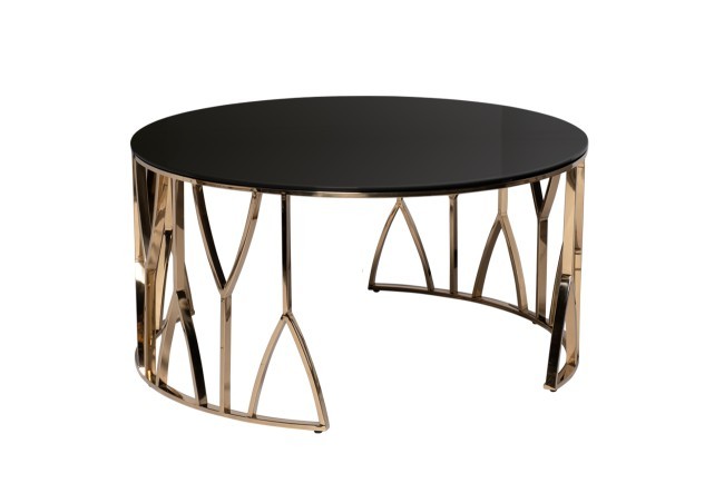 Стол журнальный стекло черн./золото d90*45см (TT-00001830)