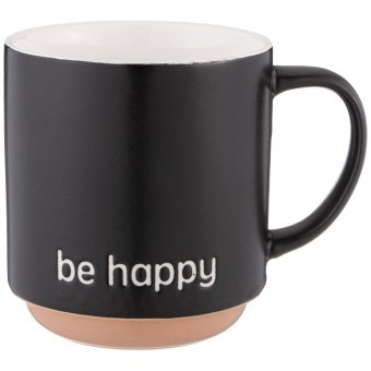 Кружка"be happy" 410 мл черная Lefard (260-977)