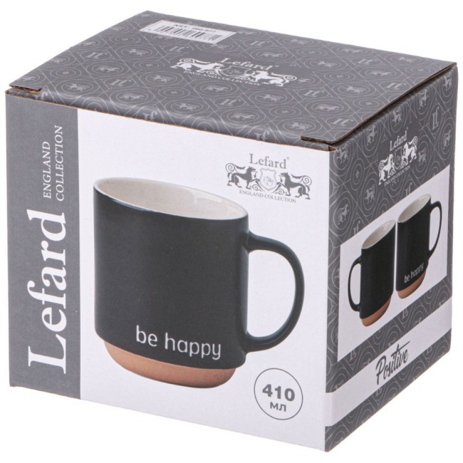 Кружка"be happy" 410 мл черная Lefard (260-977)