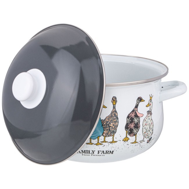 Кастрюля agness эмалированная с эмал.крышкой серия "family farm", 2.0 л, 18*11 см Agness (934-621)