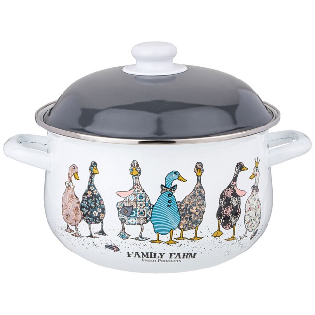 Кастрюля agness эмалированная с эмал.крышкой серия "family farm", 3.6 л, 22*13 см Agness (934-623)