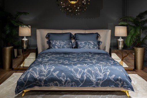 Пододеяльник принт тенсель Магнолия синий 145*210 (TT-00014146)