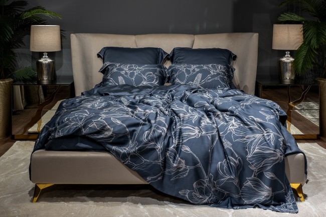 Пододеяльник принт тенсель Магнолия синий 145*210 (TT-00014146)