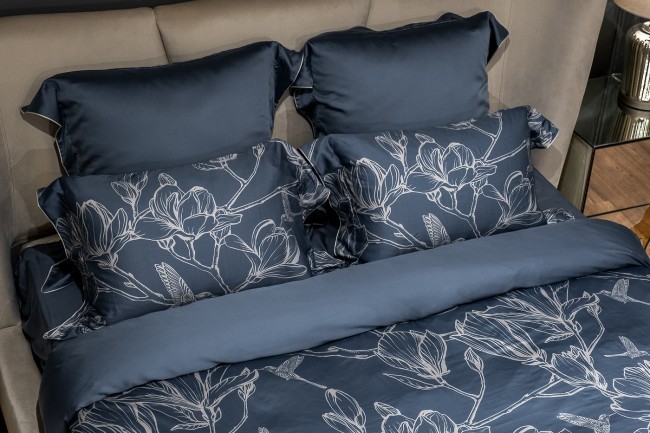 Пододеяльник принт тенсель Магнолия синий 145*210 (TT-00014146)