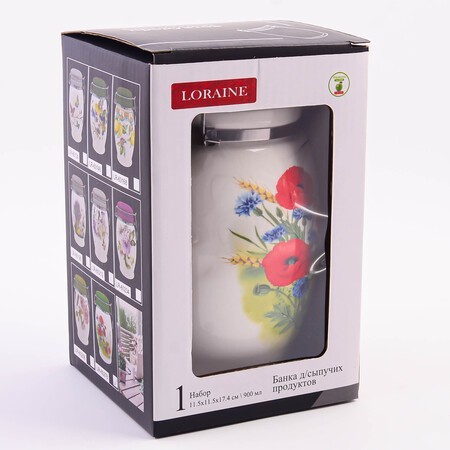 Банка для сыпучих 900мл Цветущие Маки доломит/металл LR (60278)