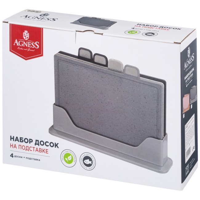 Набор agness из 4 досок на подставке, цвет: серый Agness (671-207)