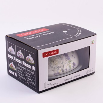 Масленка с крышкой 2пр Букет фантазий доломит LR (60214)