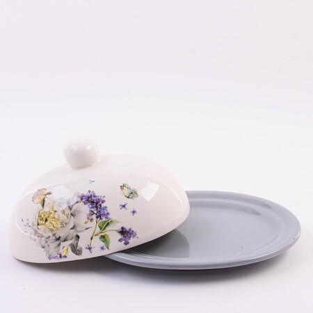 Масленка с крышкой 2пр Букет фантазий доломит LR (60214)