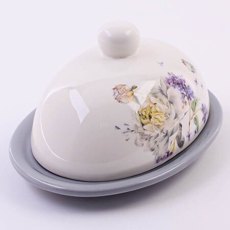 Масленка с крышкой 2пр Букет фантазий доломит LR (60214)