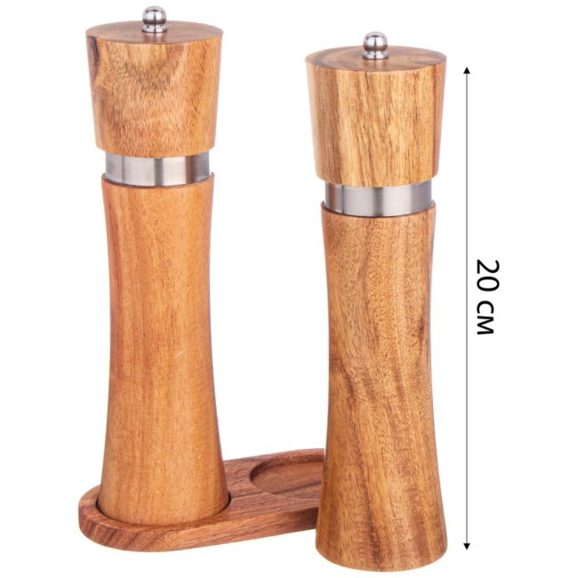 Набор мельниц для специй agness из 2х шт. на подставке акация 14х7х21,5 см Agness (897-115) Набор мельниц для специй agness из 2х шт. на подставке акация 14х7х21,5 см Agness (897-115)