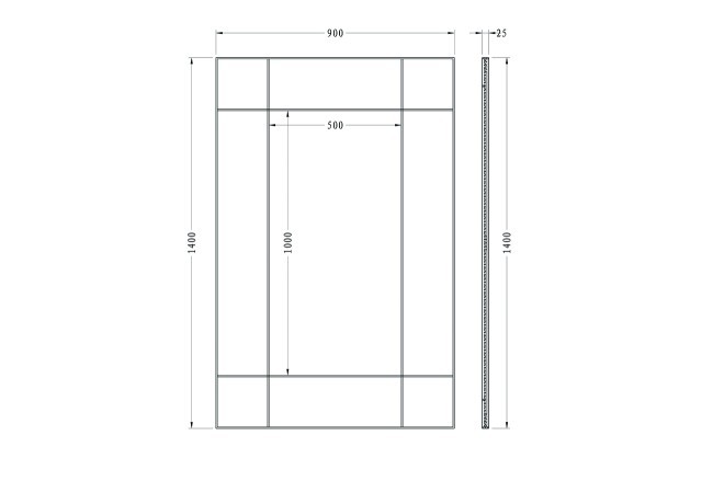 Зеркало в металлич. раме цвет хром 90*140см (TT-00003621)