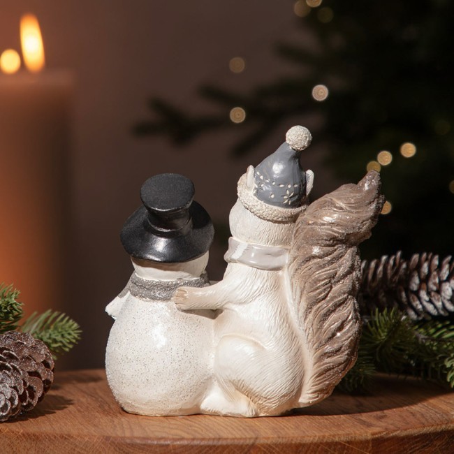 Фигурка "белка со снеговиком" 14,5*7*14 см Lefard (79-242)