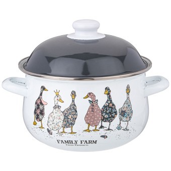 Кастрюля agness эмалированная с эмал.крышкой серия "family farm", 2.8 л, 20*12 см Agness (934-622)