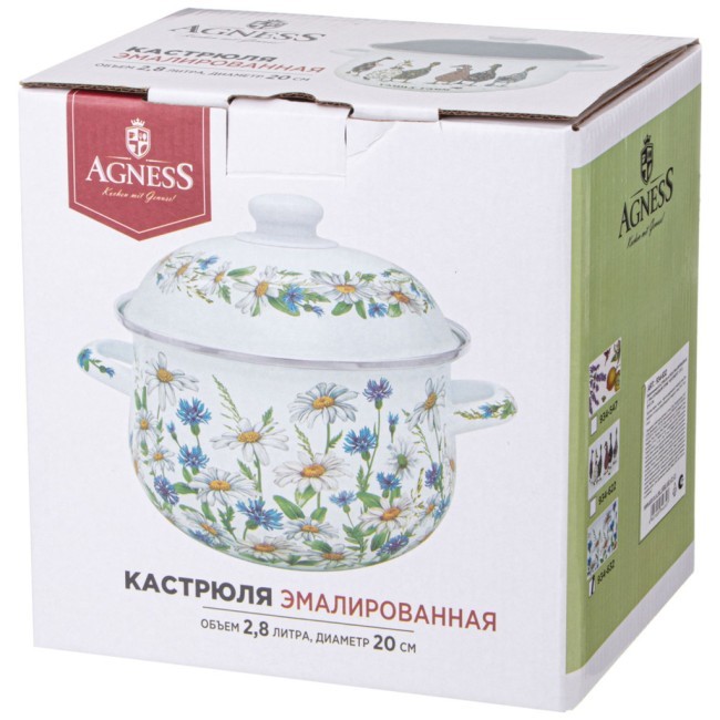 Кастрюля agness эмалированная с эмал.крышкой серия "family farm", 2.8 л, 20*12 см Agness (934-622) Кастрюля agness эмалированная с эмал.крышкой серия "family farm", 2.8 л, 20*12 см Agness (934-622)