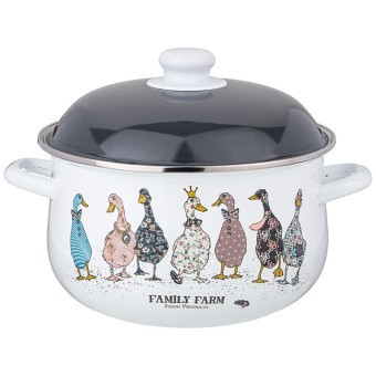 Кастрюля agness эмалированная с эмал.крышкой серия "family farm", 5.0 л, 24*14 см Agness (934-624)