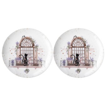 Набор тарелок обеденных lefard "лавандовые коты"  2 шт. 25,5*2,5 см Lefard (425-165)