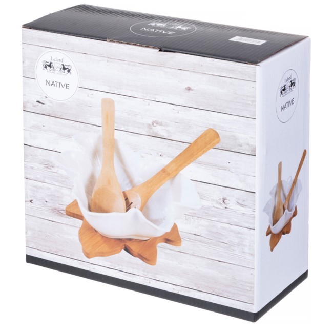 Салатник lefard "native" 24 см с ложкой и вилкой на дерев. подставке Lefard (587-186)