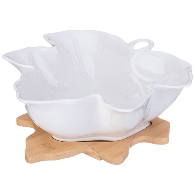 Салатник lefard "native" 24 см с ложкой и вилкой на дерев. подставке Lefard (587-186)