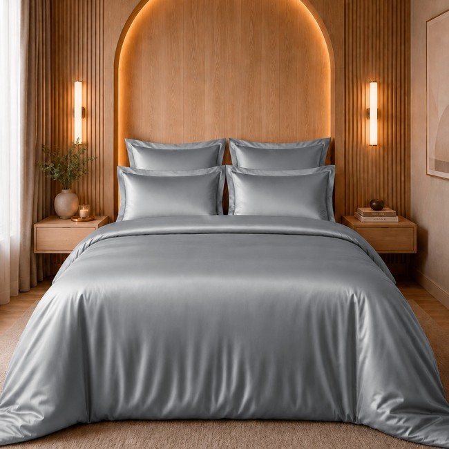 Кпб 1,5 спальный, "solid" серый, сатин, хлопок 100%,под.150х210-1шт, пр.180х220-1шт, нав.50х70-2шт Lefard (989-003-17)