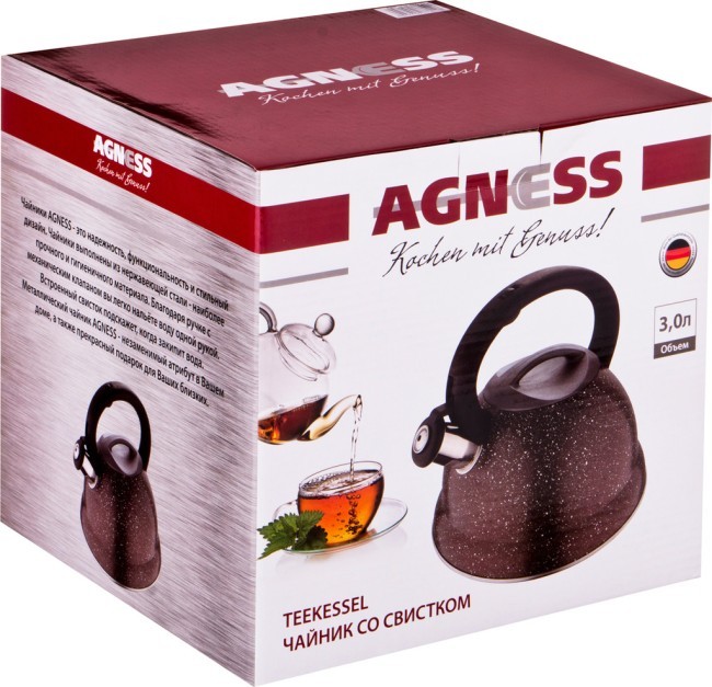 Чайник agness со свистком 3,0 л. индукционное капсульное дно Agness (937-609) Чайник agness со свистком 3,0 л. индукционное капсульное дно Agness (937-609)