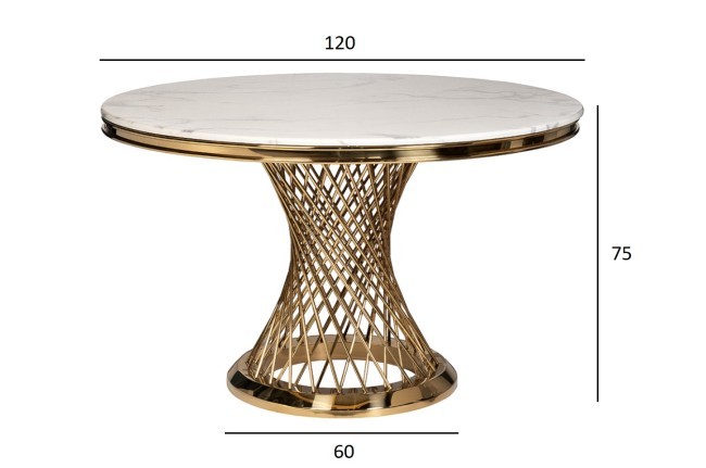 Стол обеденный иск.мрамор Bianca Luna/зол d120*75 (TT-00011548)