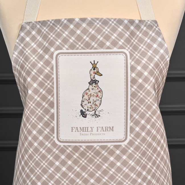 Фартук "family farm",60х70см 100% хлопок, клетка, кайма,твил,пропитка Lefard (850-748-7)