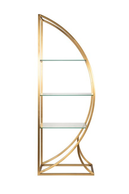 Стеллаж "Полусфера" прозрачное стекло/золото матовый 71*48*202см (TT-00013506)