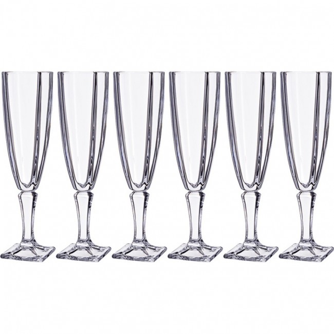 Набор бокалов для шампанского из 6 шт. "arezzo" 140 мл высота=21 см CRYSTALITE (669-231)