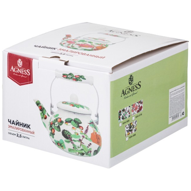 Чайник agness  эмалированный серия "фруктовая корзина", 2,5 л Agness (934-566)